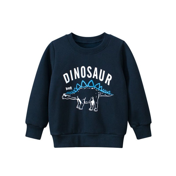 Dinosaur Print Dark Blue Cotton Sweatshirt for Toddler/Kid Boys