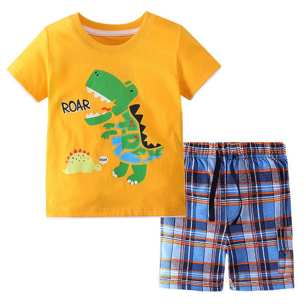 Toddler Boy's Dinosaur Print T-shirt with Shorts Set