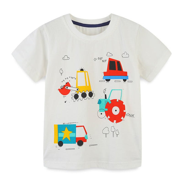 Toddler Boy's Truck Print White T-shirt