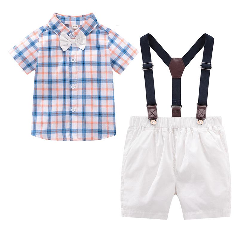 Baby Boy's Bowtie/Checkered Shirt + Shorts Gentelmen Suit – Kidsyard ...