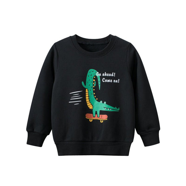 Toddler/Kid Boy's Black Sweatshirt with Crocdile Print Design