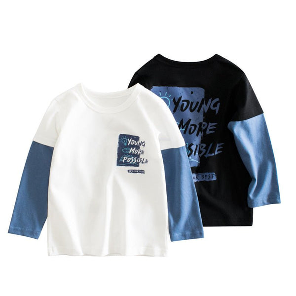 Toddler/Kid "Try Your Best" Letter Print Long Sleeve Shirt (2 colors)