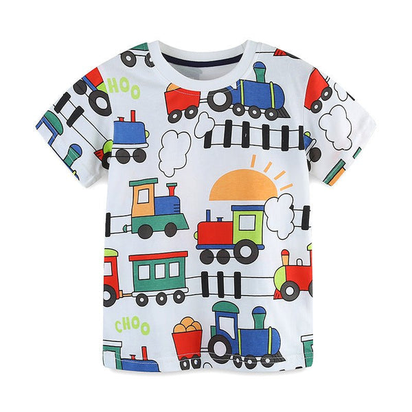 Toddler/Kid Boy's Allover Vehicle Print Design Cotton Top