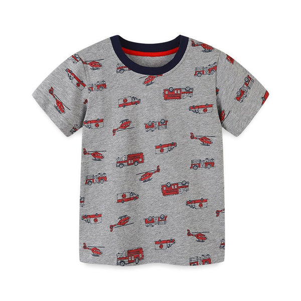 Toddler/Kid Boy's Allover Vehicle and Helicopter Print T-shirt