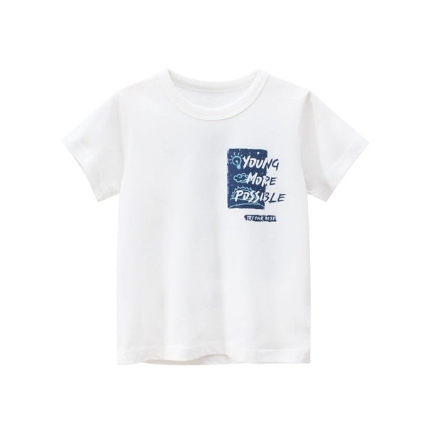 Toddler Boy's Letter Print Casual White T-shirt