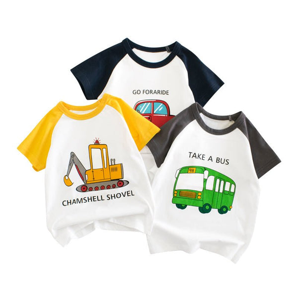 Toddler/Kid's Cute Vehicle Prints T-shirt (3 designs)