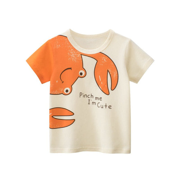 Toddler Boy's Summer Crab Print Short Sleeve T-shirt