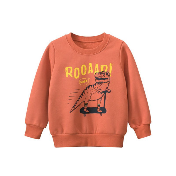 Toddler/Kid Boy's Dinosaur Print Design Orange Color Sweatshirt