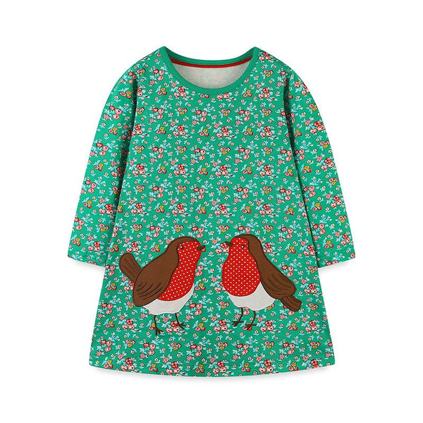 Toddler/Kid Girl's Allover Floral Print Green Dress