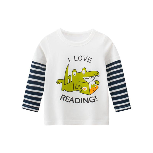 Toddler/Kid "I Love Reading" Alligator Print Long Sleeve Shirt