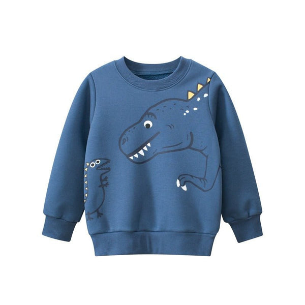 Toddler/Kid Boy's Dinosaur Print Design Blue Cotton Sweatshirt