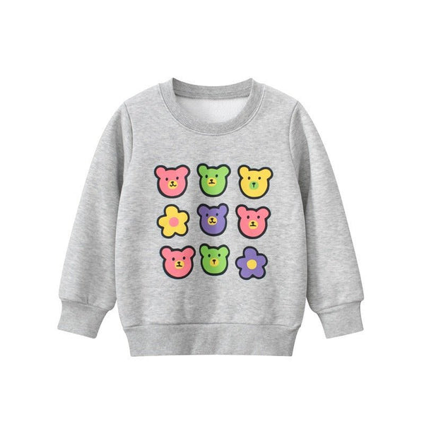 Toddler/Kid Girl's Bear Design Gray Sweatshirt