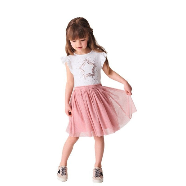 Toddler Girl's Short Sleeve Star Design Dress