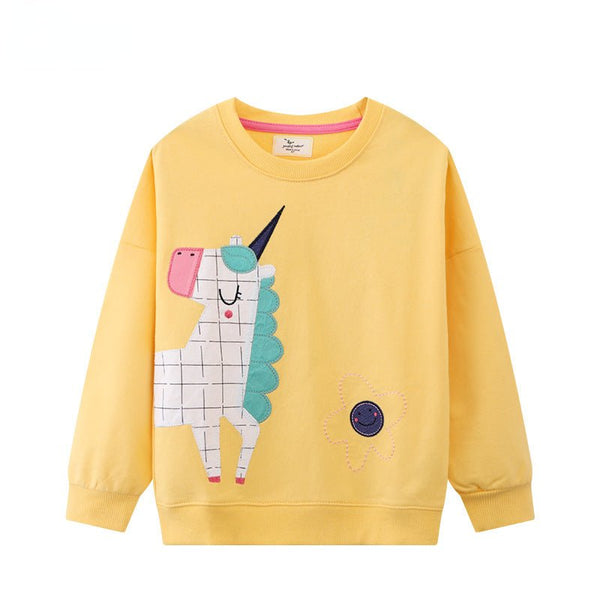 Toddler/Kid Girl's Yellow Sweatshirt with Unicorn Design