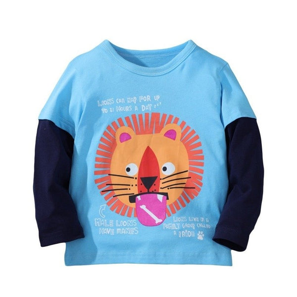 Toddler Boy's Long Sleeve Lion Print Tee