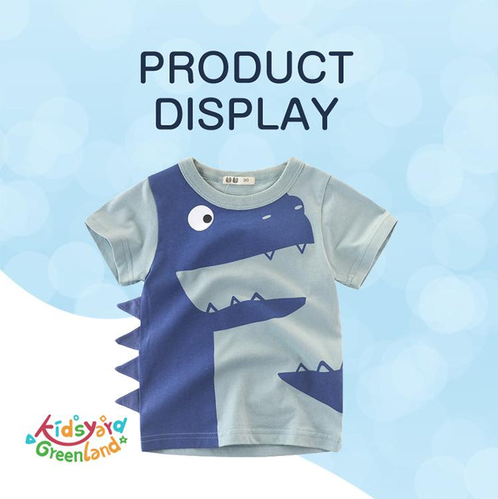 Premium Kids Cotton T-shirt with Small Crocodile Pattern - Kidsyard Greenland